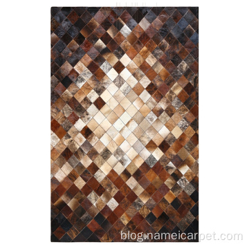 Brown design Real cowhide patchwork leather carpet rugs